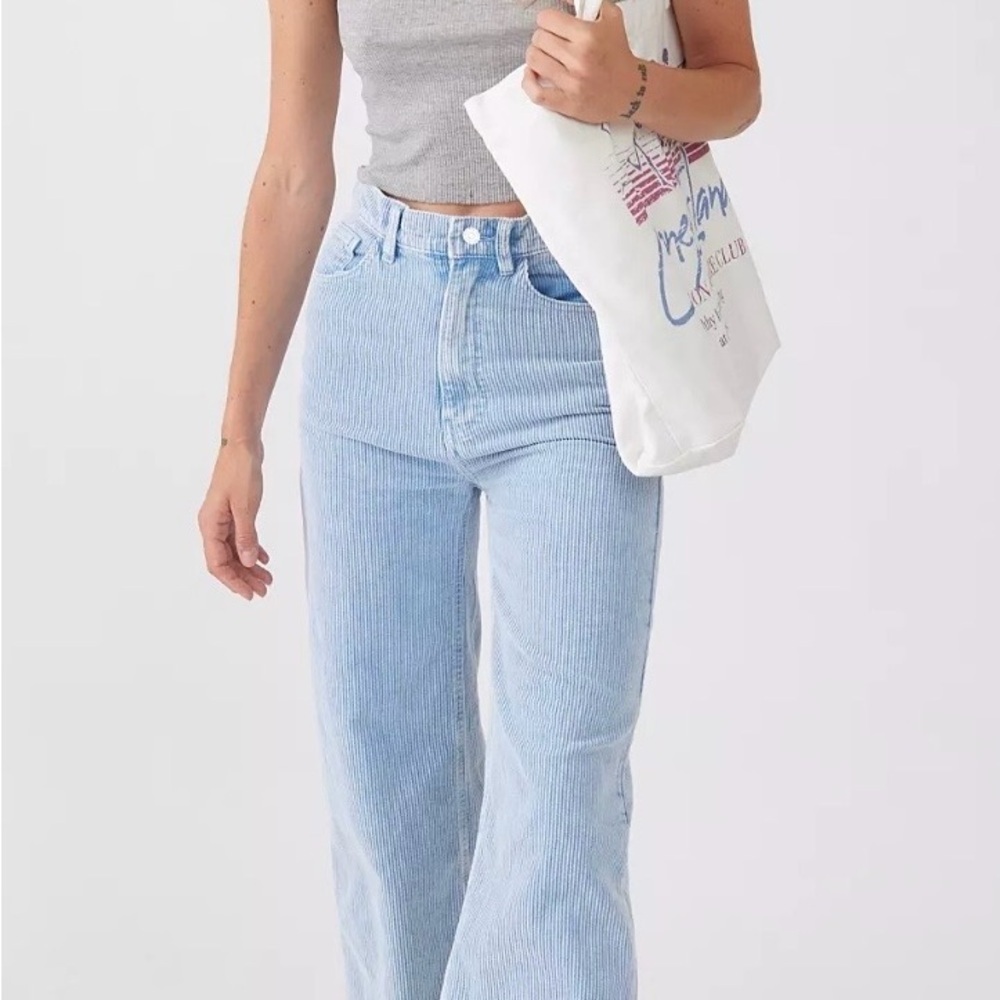 Urban Outfitters Blue Striped Straight Leg Jeans
